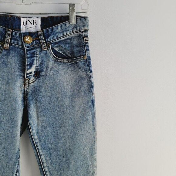 One Teaspoon Size 22 Yard Birds Mid Rise Skinny Long Length Button Fly Jean - Picture 6 of 12